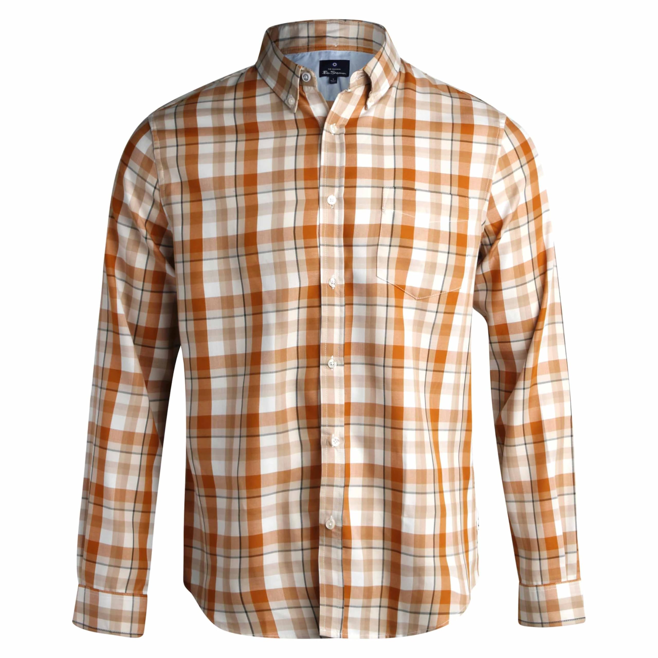 Ben Sherman Men's Ls Core Woven Button Down Shirt, Tofu, XL