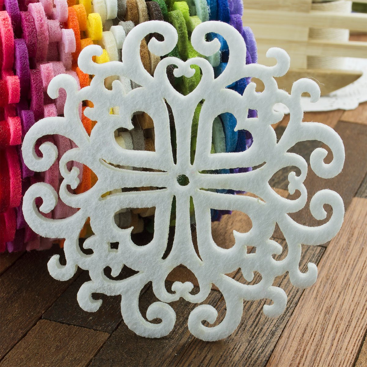 Dessous de verre feutre blanc motif laser élégant lot de 12 idée cadeau pendaison de crémaillère