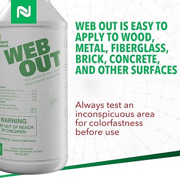 Nisus Web Out Cobweb Eliminator and Repels Spiders, Ants, Mosquitoes, Cockroaches, Aids in Web Control, Ready-to-Use Biodegradable Spray, 1 Quart