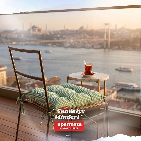 Xpermate Pötikareli Sandalye Minderi 40x40 Pofidik Piknik Minderi (Yeşil)
