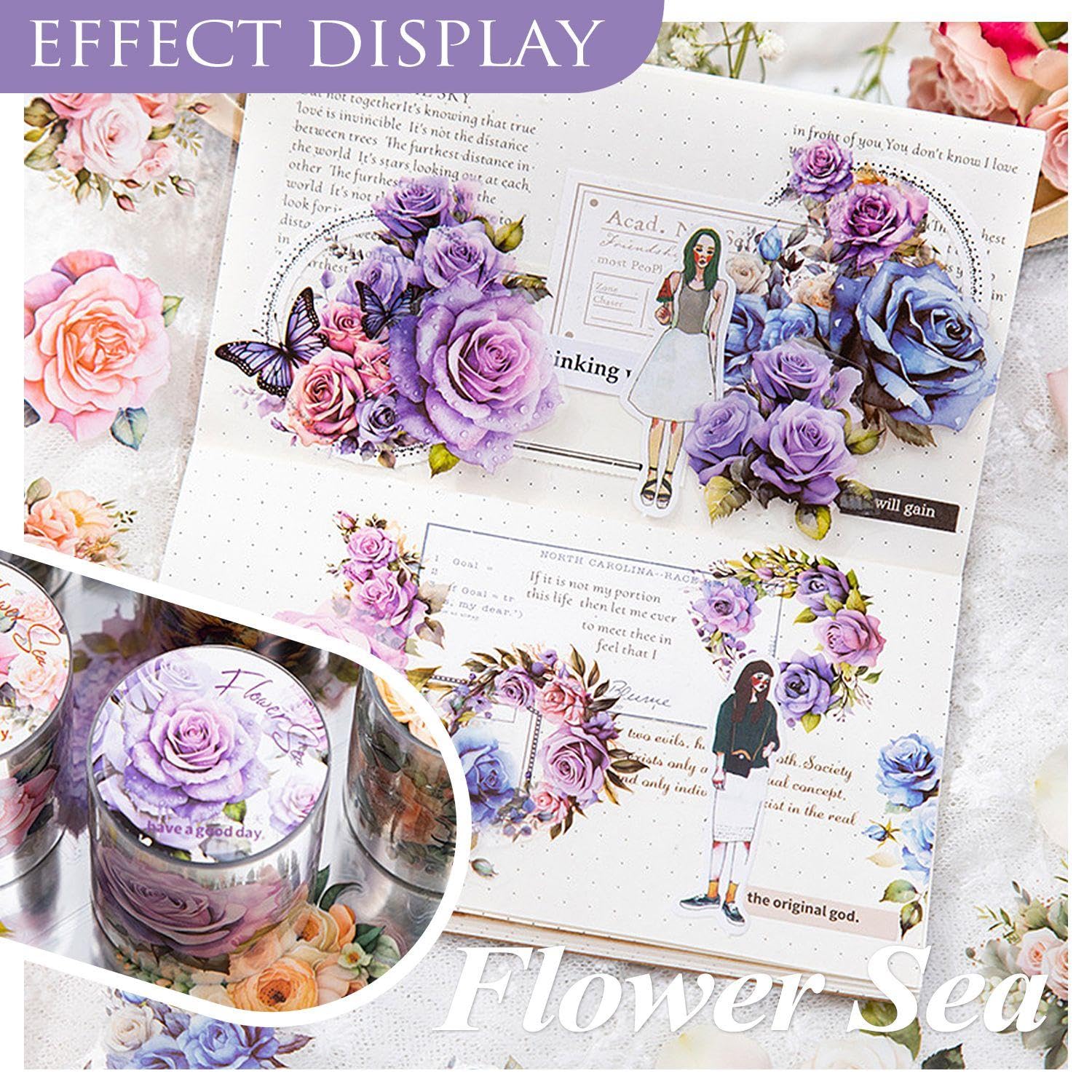 Nastro Adesivo Decorativo Trasparente Con Fiori – 3 Stili Per Scrapbooking, Diari E Bullet Journal