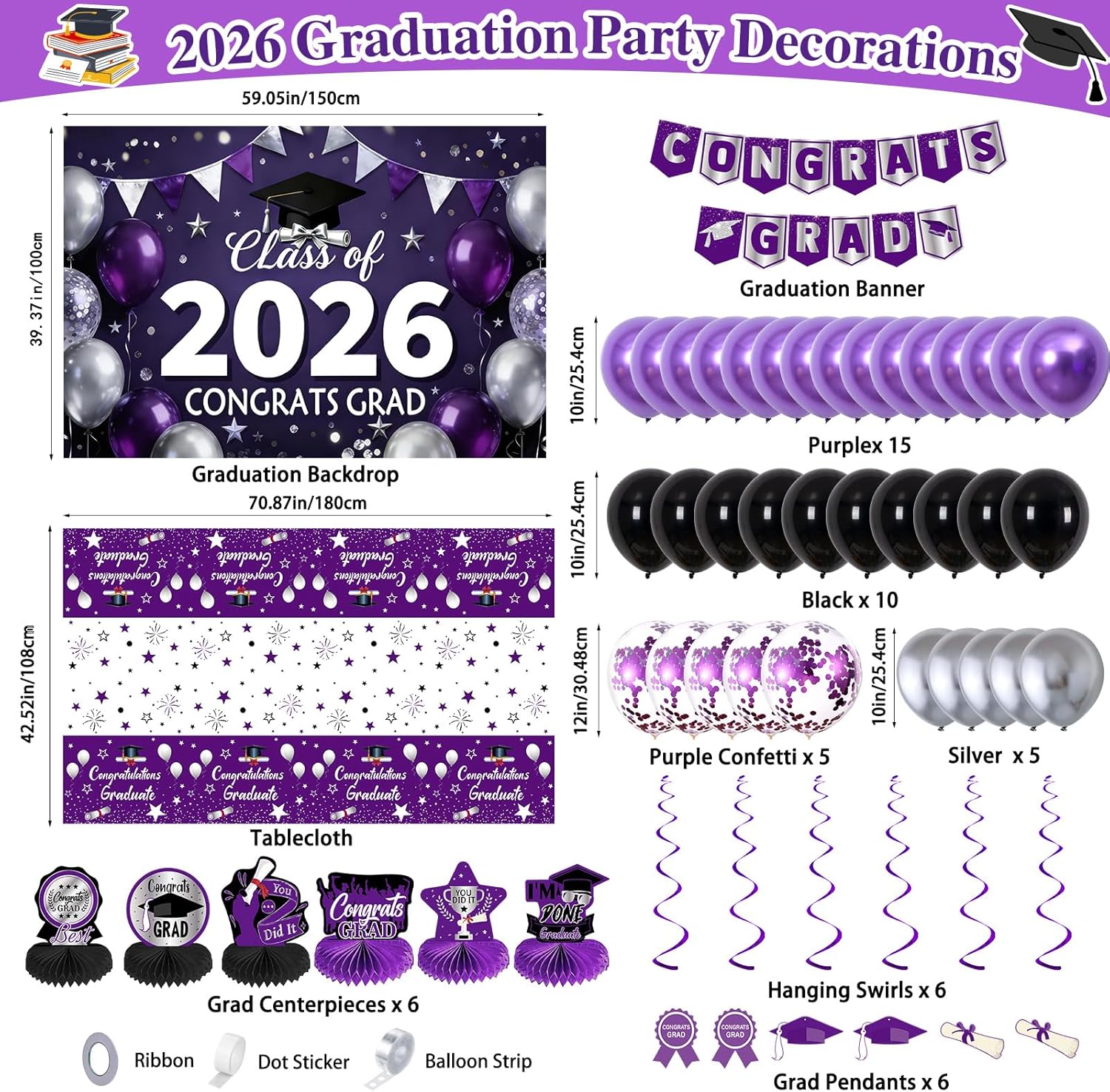 111 Pcs Frozen Party Favors, Frozen Birthday Party Decorations for Girls, Classroom Rewards Easter Gifts for Kids. Pruple and Black Graduation Decorations 2026 for Graduate