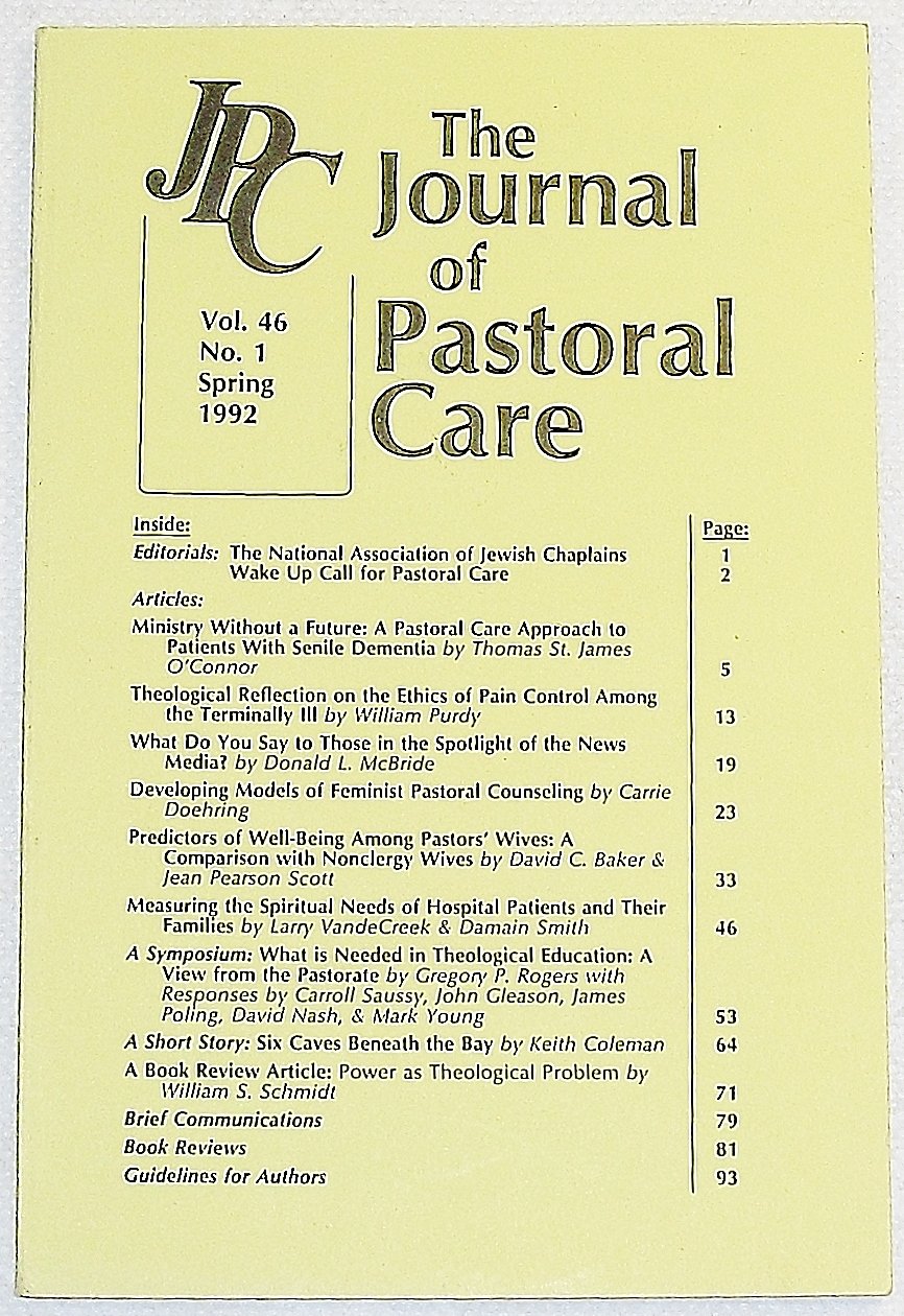 The Journal of Pastoral Care, Volume 46 Number 1, Spring 1992: Thomas ...