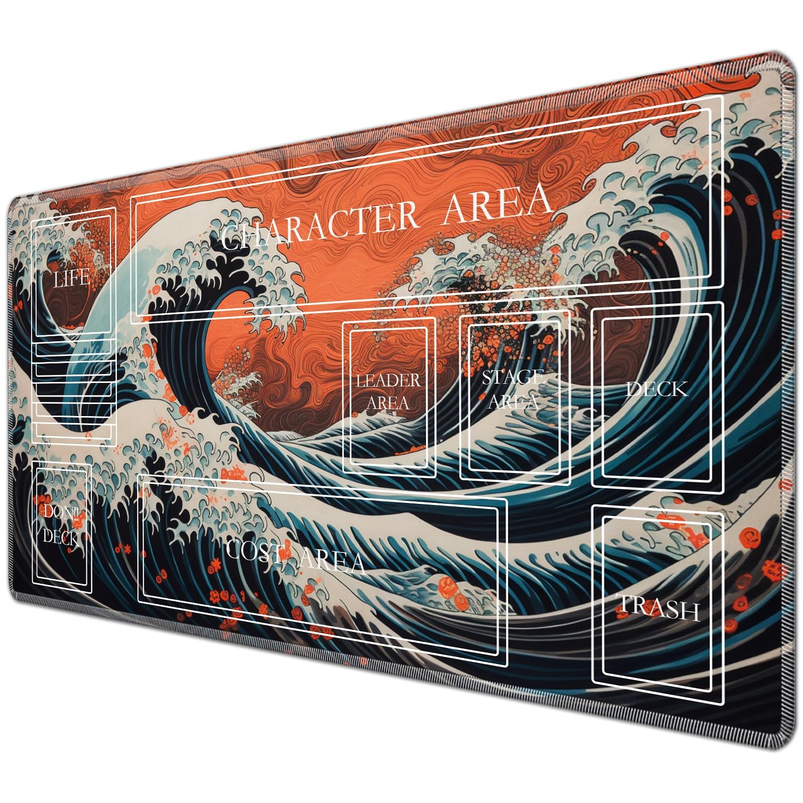 JANENFNA TCG Playmat with Magic Zones 24 x 14 inches Mousepad Compatible for OPCG CCG Trading Card Game Play Mats Smooth Rubber Surface Magic The Gathering Play Mat, Blue Wave B โ image 1