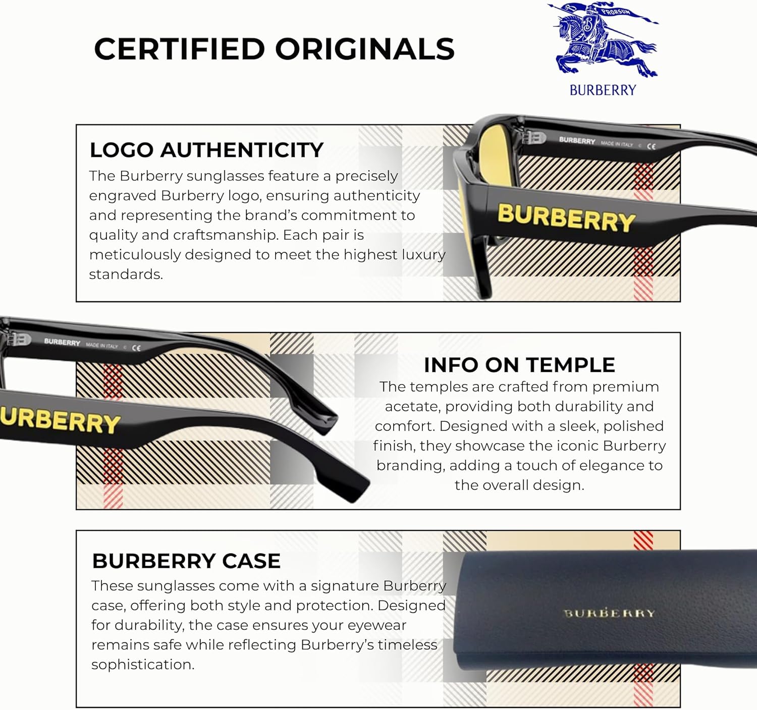 BURBERRY KNIGHT BE4358 Square Shape Injected Sunglasses with Luxury Eyewear Kit - Image 6