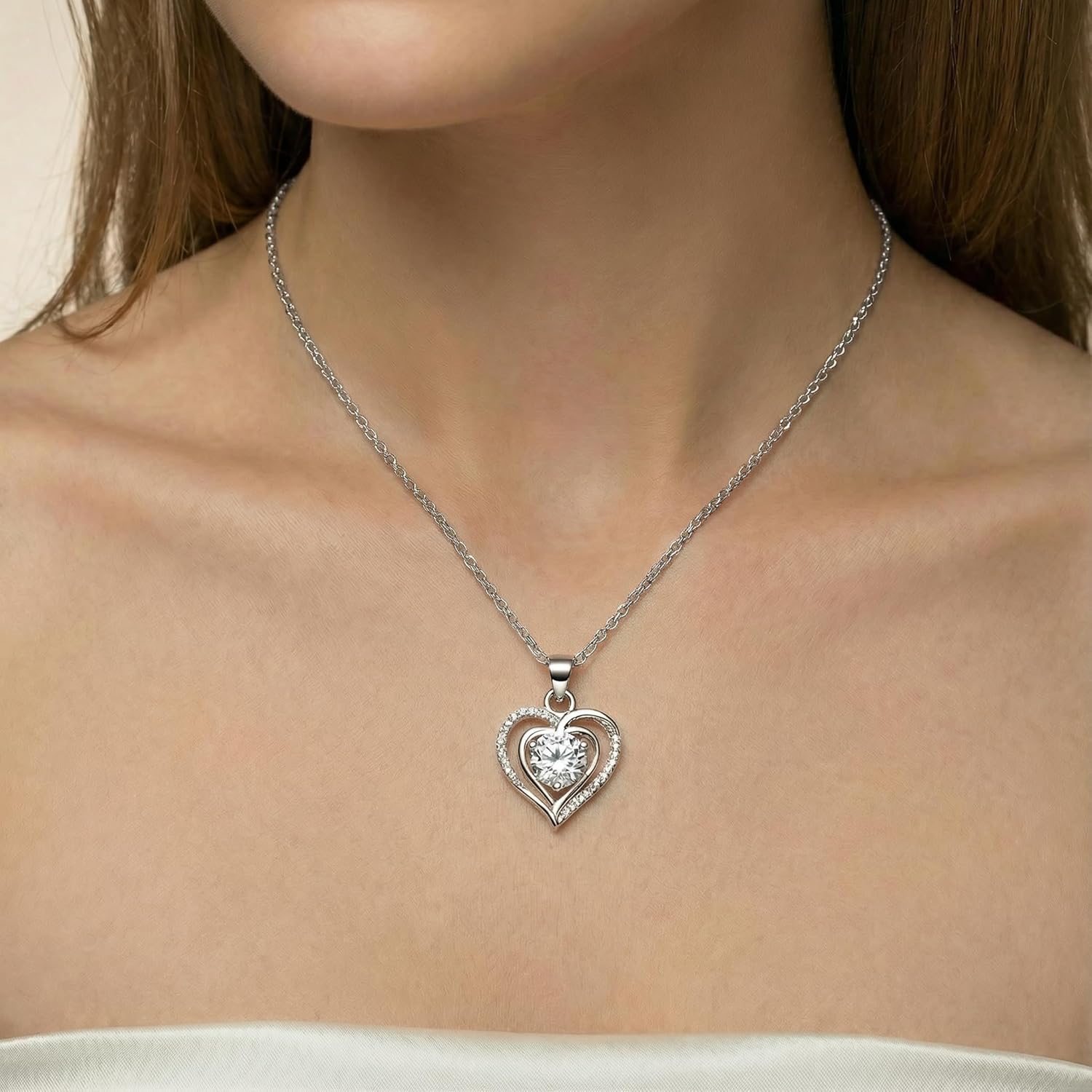 Heart Birthstone Pendant Necklace for Women， 927 Zirconia Necklaces Wedding Birthday Mothers Day Jewelry For Her Mother Wife - Image 3