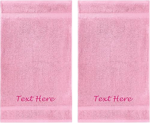 Personalized Passion Juego de 2 toallas con texto bordado personalizado, 16 x 27 pulgadas, altamente absorbentes y súper suaves, toallas de mano de