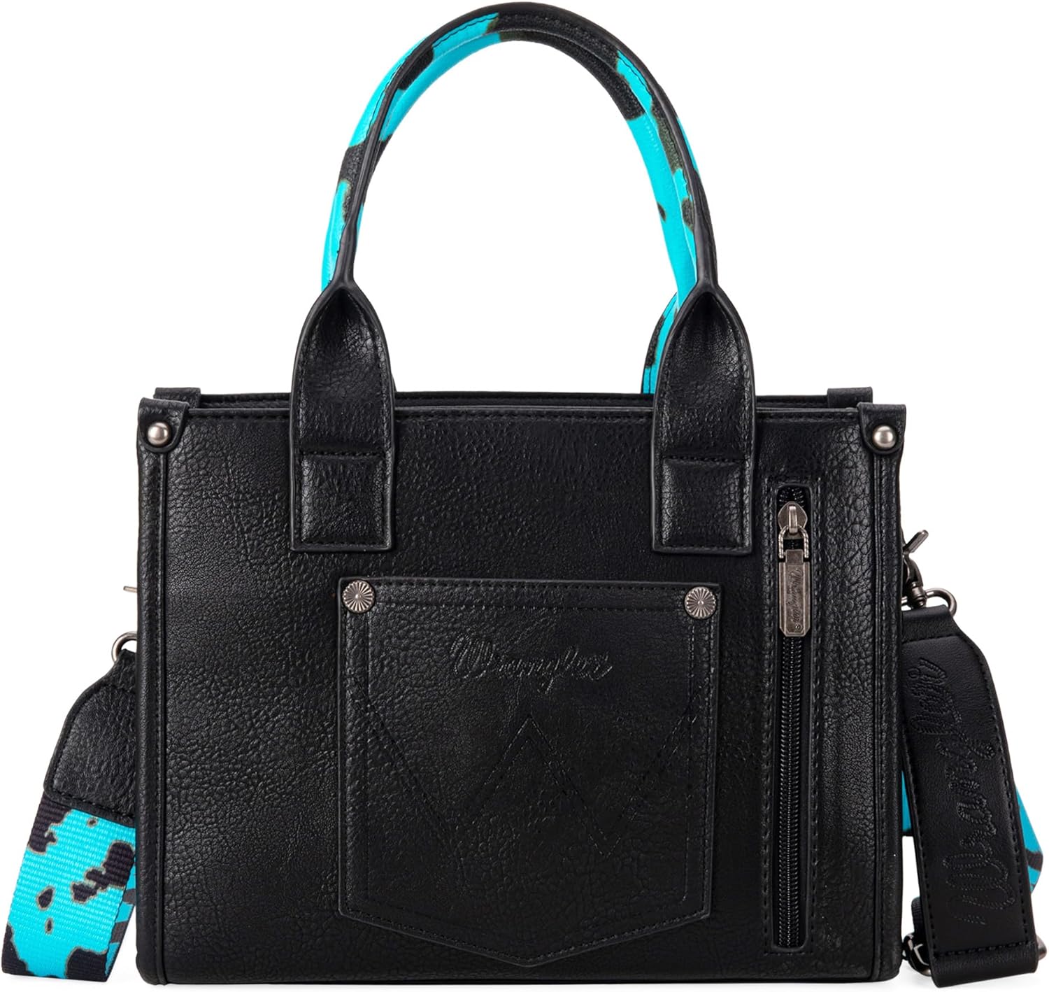 Wrangler Cow Print Tote Bag for Women Western Purse Boho Top Handle Satchel Handbag with Signature Strap - Image 6