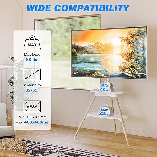 Miniatura 4 de Artistic Easel - Soporte de suelo para TV, LCD LED de 32 a 65 pulgadas, pantalla plana curvada de hasta 77 libras, soporte de exhibición de estudio