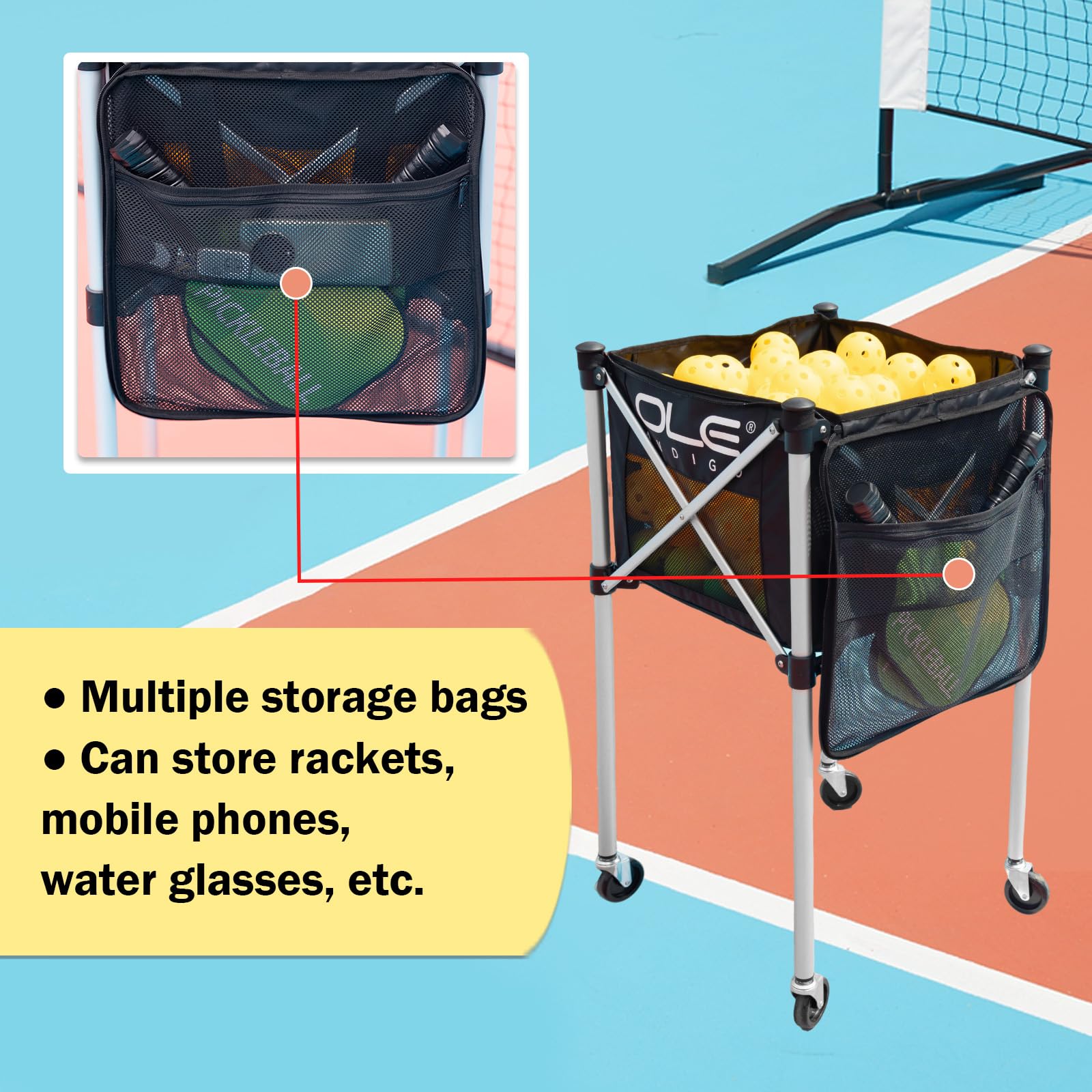 Amazon | OLE ANDIGO ピックルボールカート ホイール付き ピックル