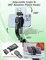 Vista 6 de Trípode para selfie stick de 52 pulgadas con control remoto, 3 en 1 portátil para selfie stick y trípode para teléfono con soporte para teléfono