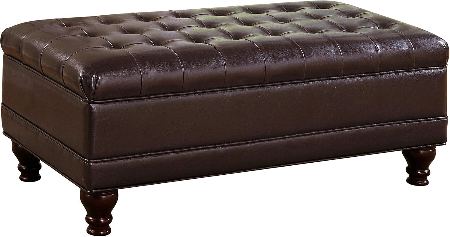 Coaster Home Furnishings Oversized Faux Leather Storage Ottoman Dark Brown, Multicolored, 22" D x 43" W x 18" H (CO-501041)