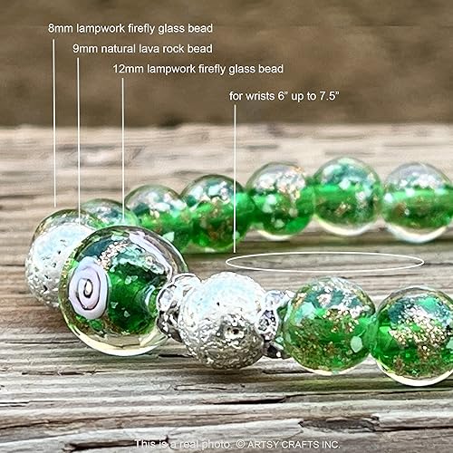 Miniatura 78 de ARTSY Crafts - Pulsera de cuentas de luciérnaga que brillan en la oscuridad para mujer, cuentas de vidrio luminosas, pulseras de cuentas de cristal