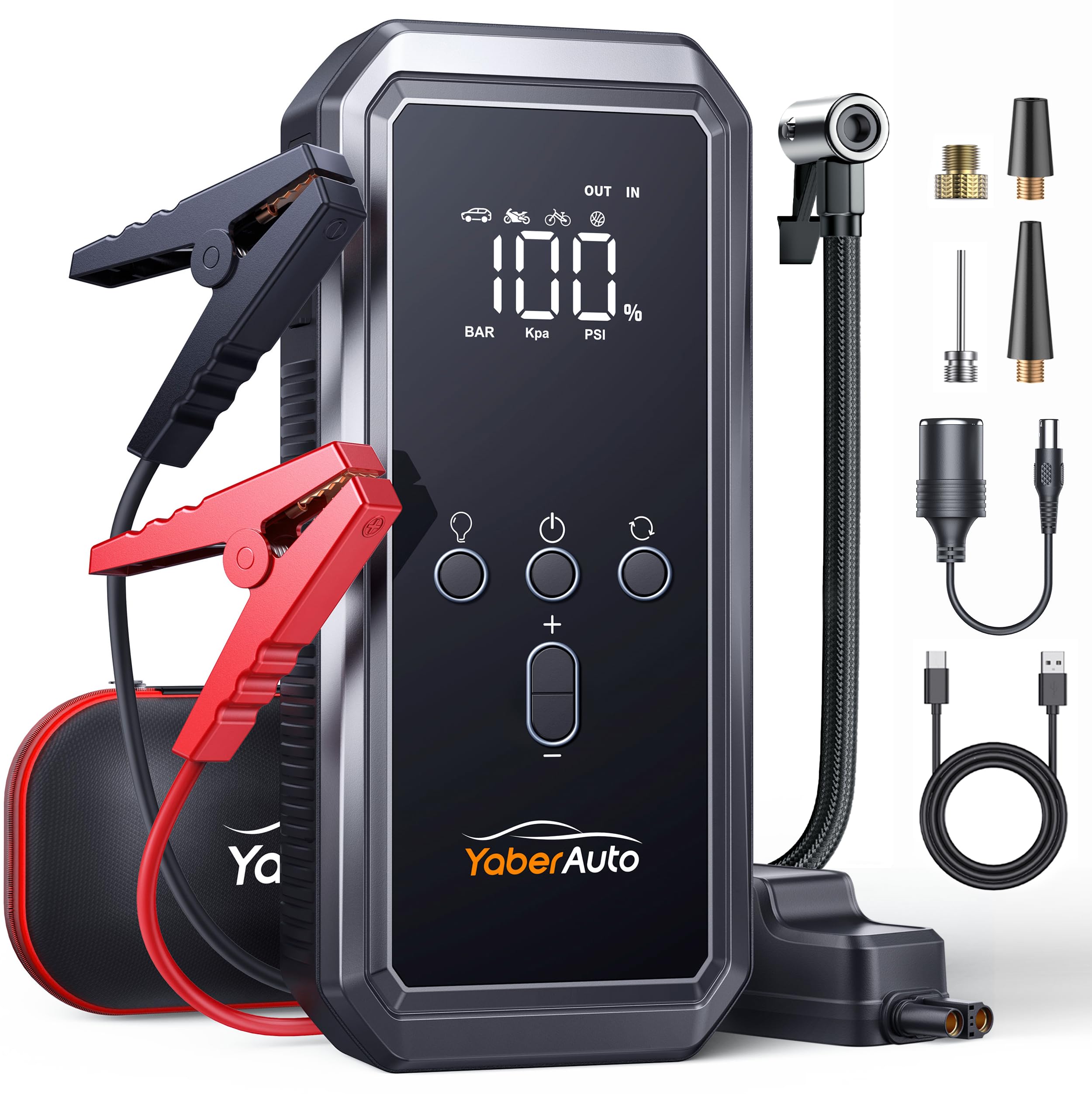 Jump&Go J20C Plus Avviatore Di Emergenza Portatile 24.000 MAh, 1500A Di Picco, Power Bank Con Doppia USB E Type-C, Per Auto 12V