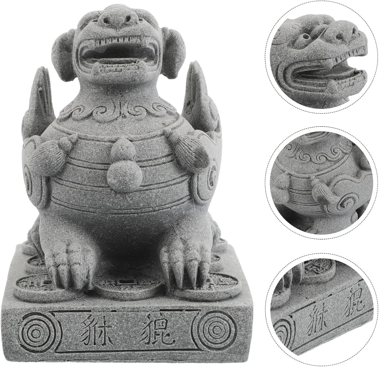 Toddmomy Miniature Pi Yao Figurine Feng Shui Garden Decor Sandstone Craft Wealth Prosperity Statue for Office Car Dashboard and Fairy Garden Display