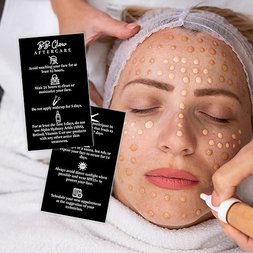 Miniatura 6 de BB Glow Tarjetas de cuidado posterior, paquete de 50, tamaño de tarjeta de visita de 2 x 3.5 pulgadas, microneedled BB Glow negro con diseño blanco