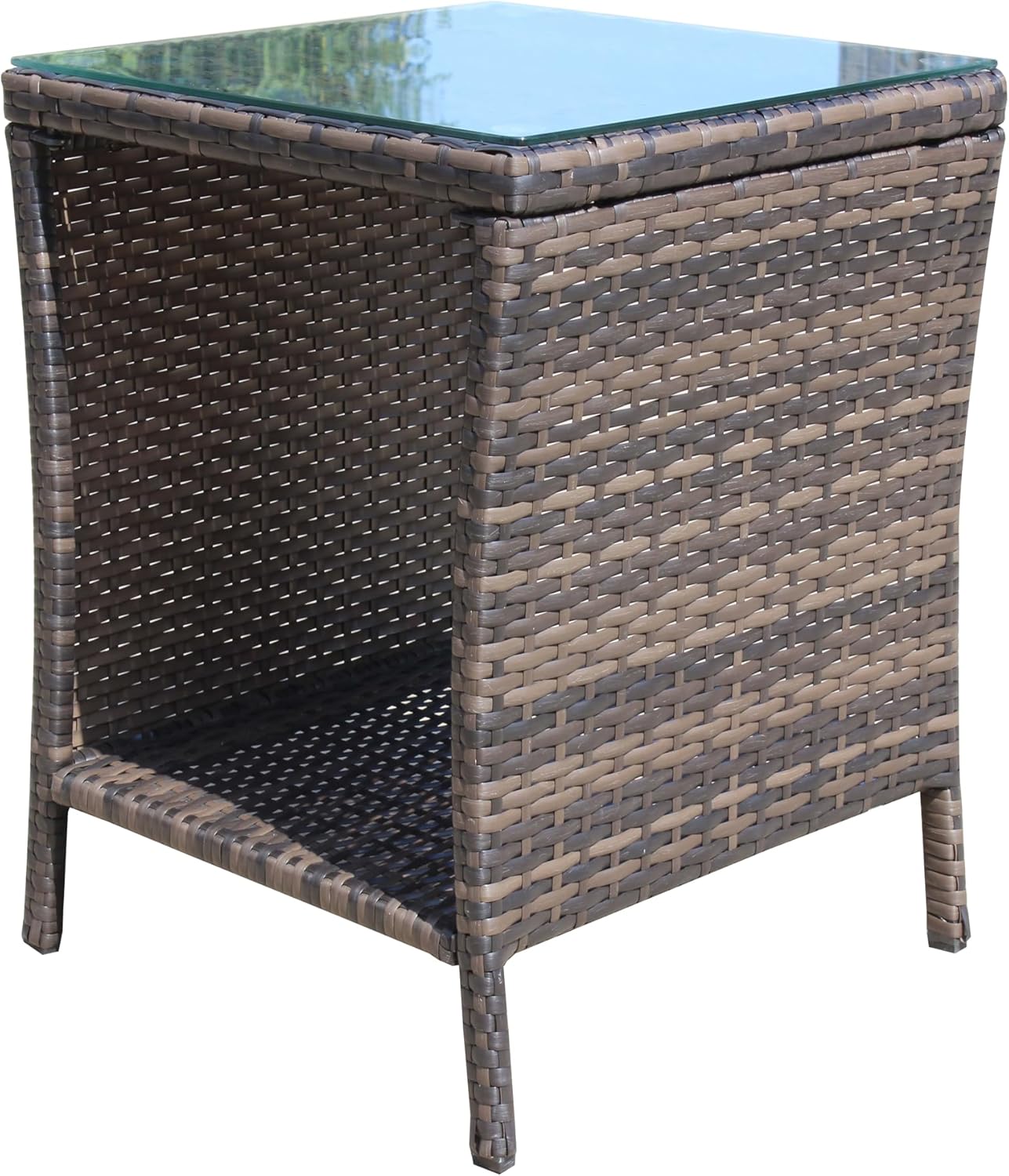 Outdoor Patio Furniture 1 Coffee Table with Clear Tempered Glass