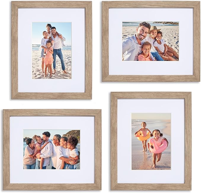 Sheffield Home 9 Piece Gallery Wall Frame Set, 12x12 in. Matted to 8x8 in. (Light Natural)