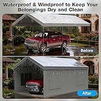 Vista 4 de Carport Canopy Replacement Sidewall 20x6.6 FT Fits 10x20, 12x20, 20x20 FT Carport with Roll-up Windows, Waterproof & UV Protected, Easy Assembly
