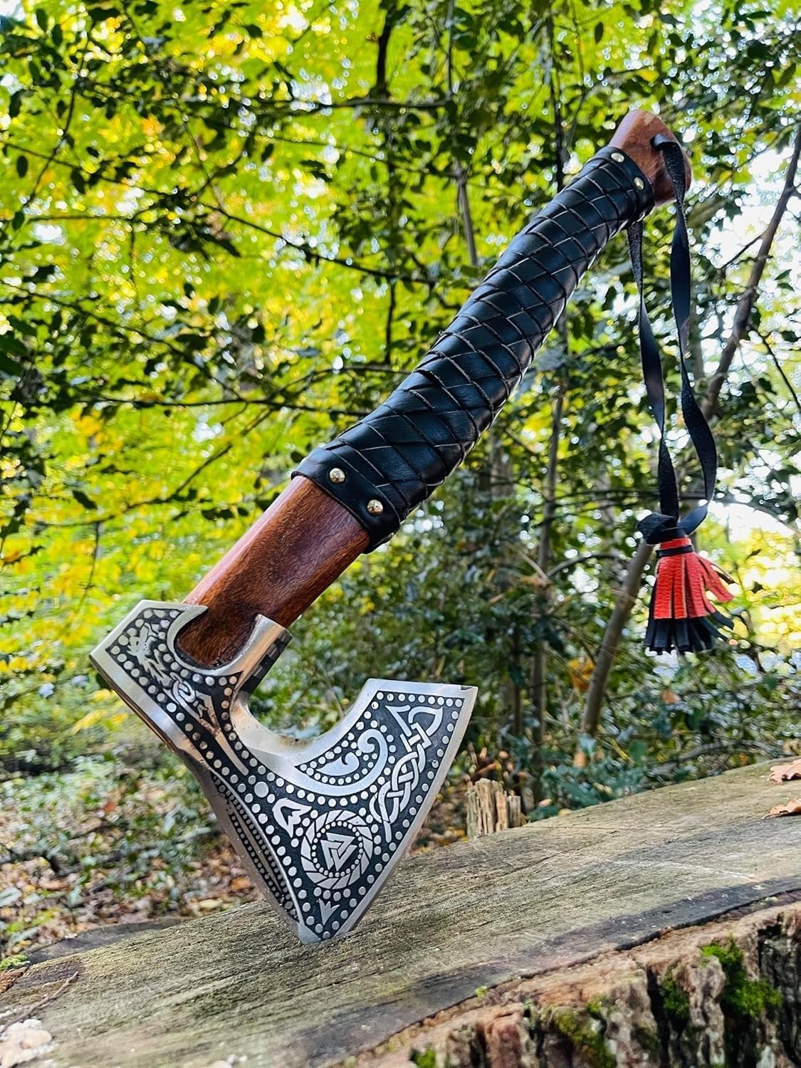 Handmade Viking Axe Hatchet Throwing Axes Chopper Axes Gifts for Men - Wood Working Hand Tool - Viking Gifts - Tomahawk Bearded - Forged High Carbon Steel (Russian Valknut Viking Axes)
