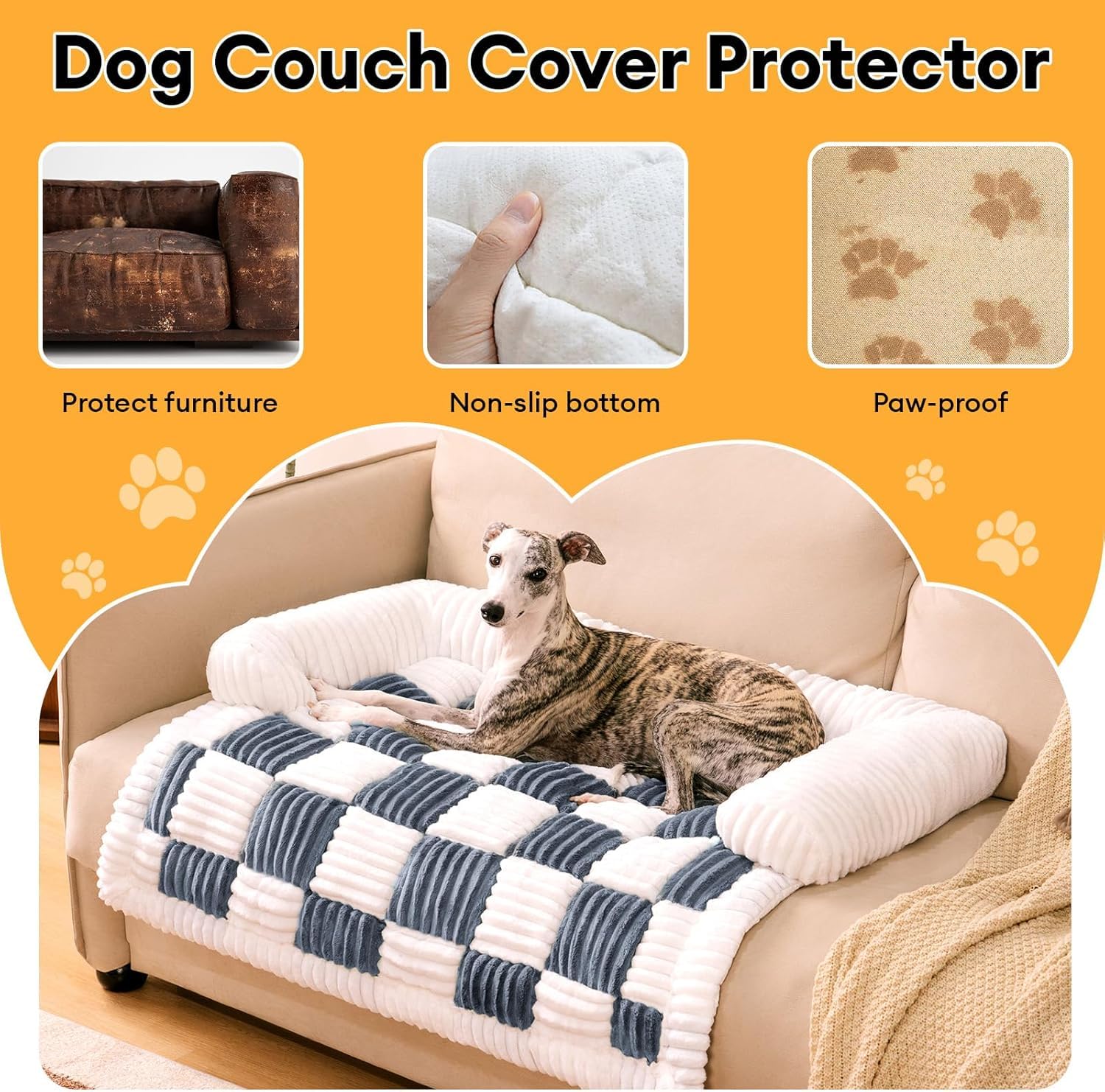 Amazon | FUNNY FUZZY ペット用ソファカバー 大型犬用カウチベッド