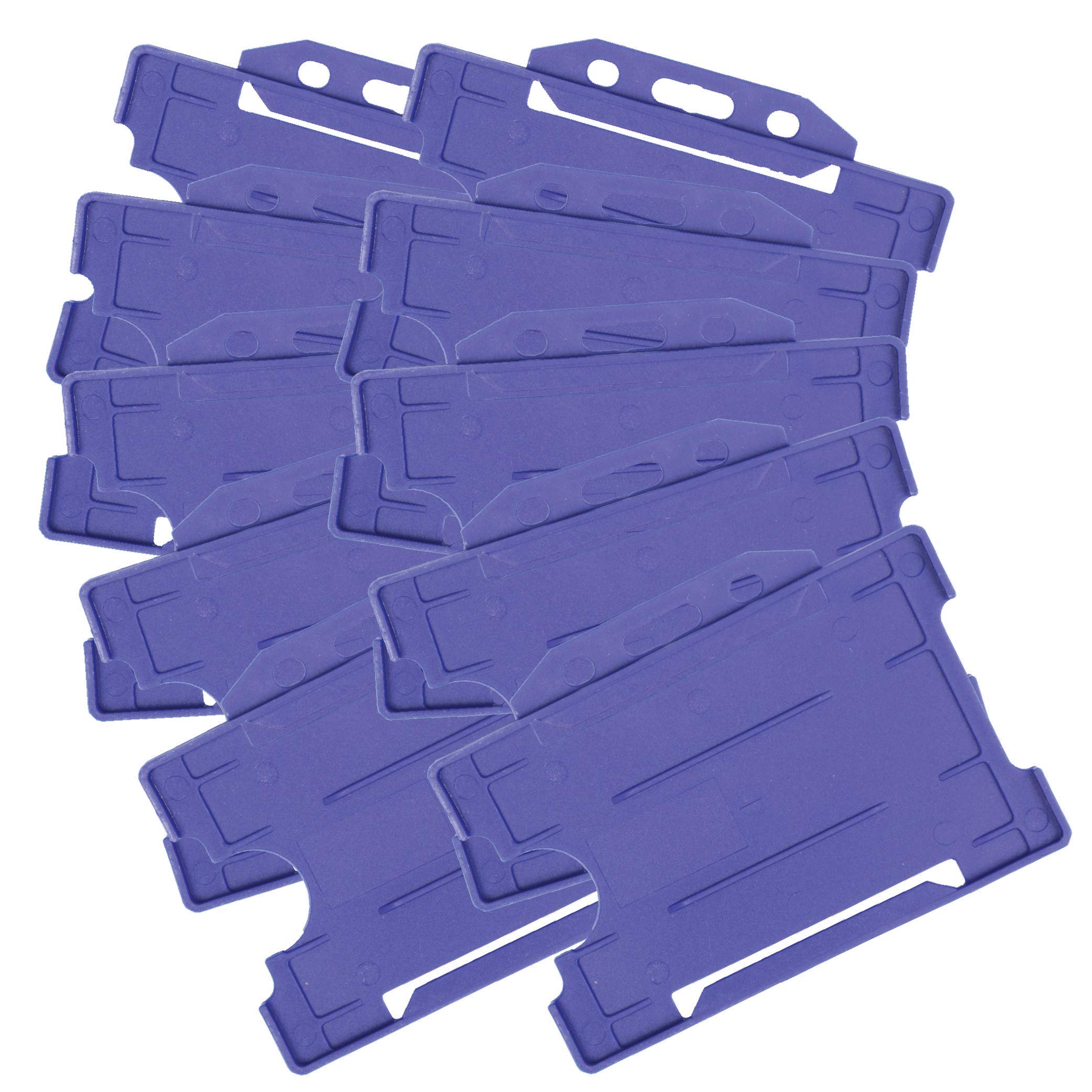 Pack of 50 Royal Blue Open-Faced Plastic Card Holders. Perfect for ID Badges, Visitor Cards, Passes & Much More! - Made from 100% Recycled PET Plastic