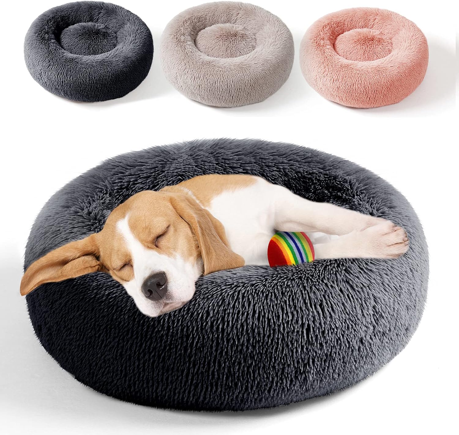 AthenaBedding Cozy Soft Plush Dog & Cat Bed, Original Calming Anti-anxiety Dog Bed for Small Dogs, Medium & Large, Fluffy marshmallow…