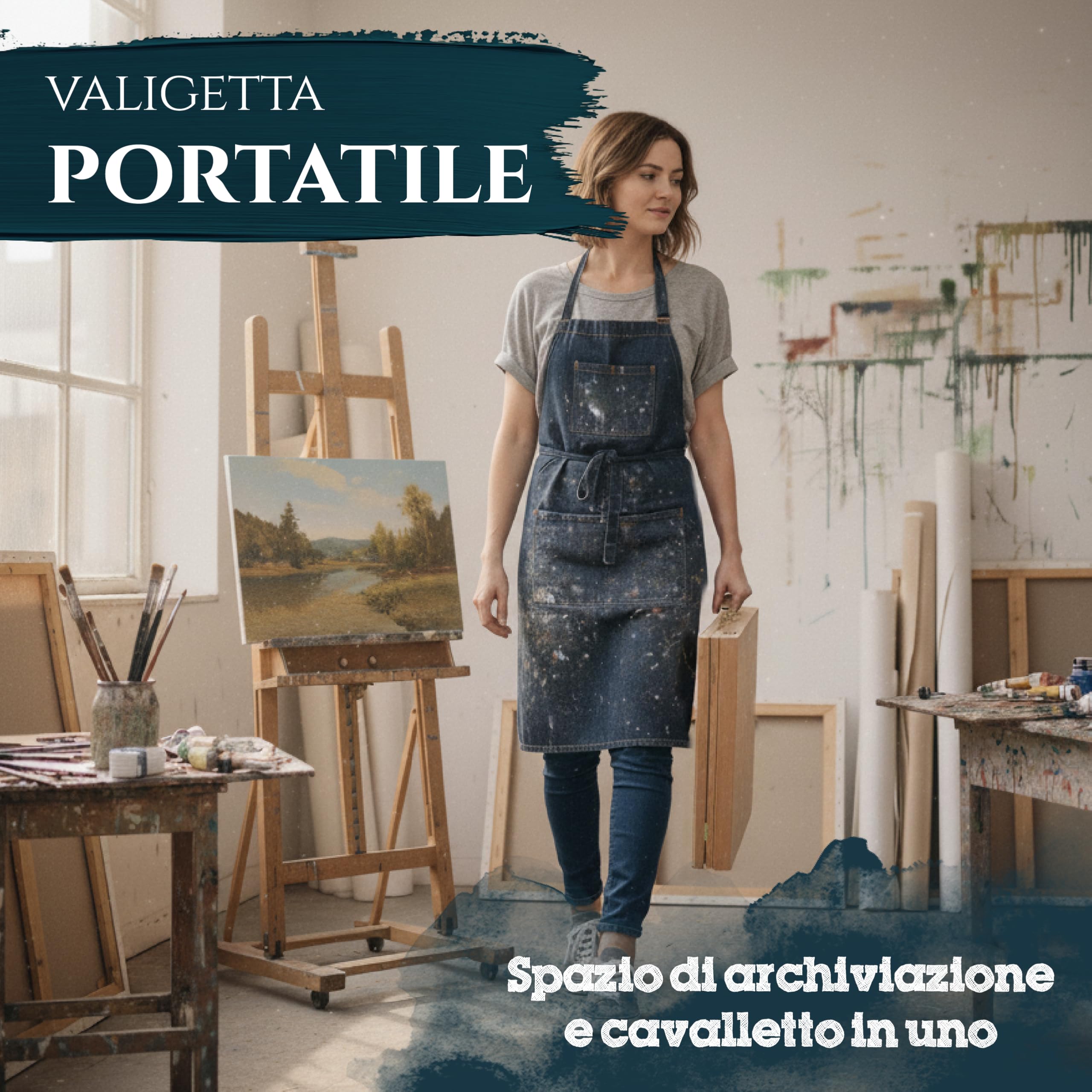 Artina Cavalletto pittura da tavolo con tavolozza e funzione leggío