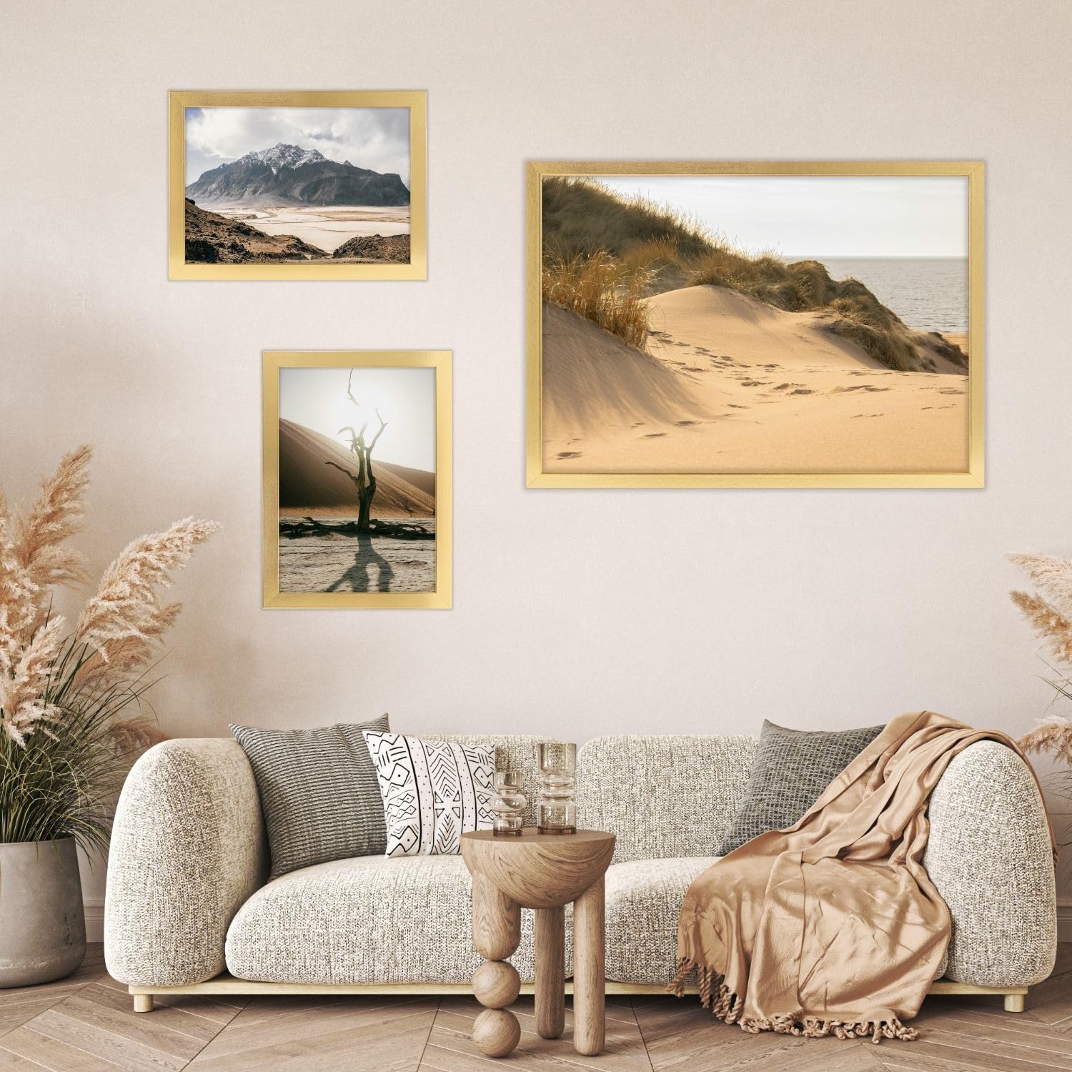 Clamaro Cadre Photo Pêle-Mêle, Bois MDF, Doré Brillant, 75 x 110 cm