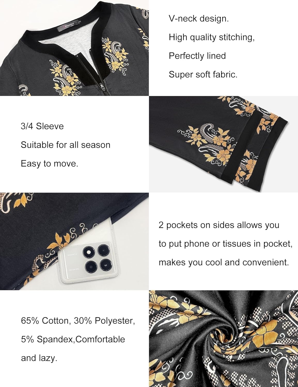 Bloggerlove House Dresses for Women Zip Up Robes Soft Cotton Nightgown Half Sleeve House Coat Long Night Gowns Sleepwear - Image 5