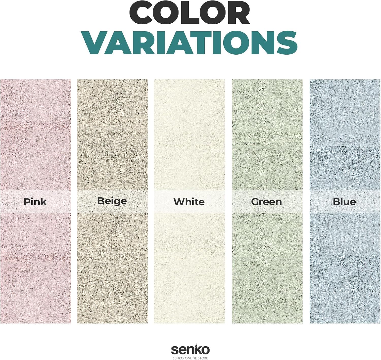 センコー(Senko) S.D.S Odor-Resistant Bathroom, Non-Slip Bath Rug Memory Foam Rugs, Bathroom Rug Cotton, Quick-Dry Restroom Rug (Green, 27.6 x 19.7 Inches)