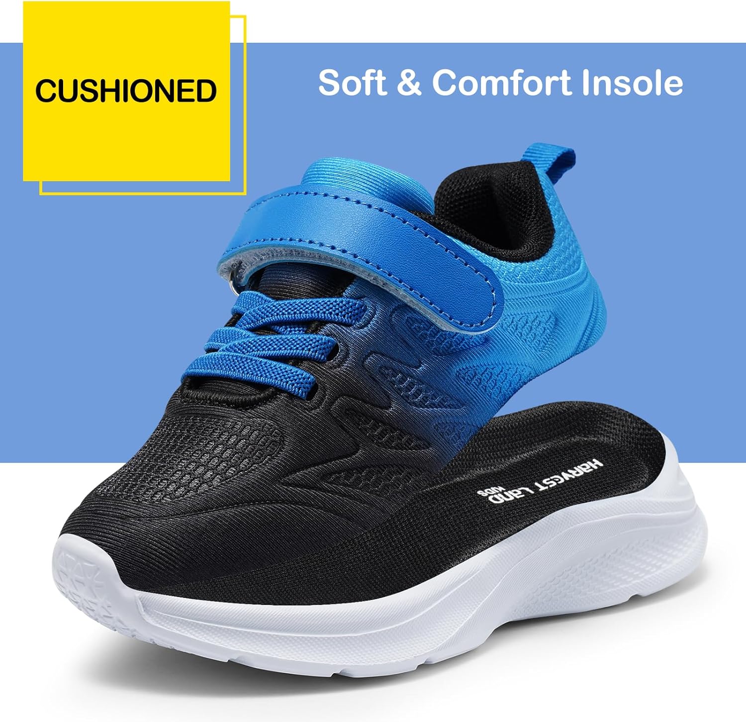 Harvest Land Toddler Glitter Tennis Shoes Slip On Boys Girls Sneakers Casual Running Shoes Woven Breathable with Soft Soled Sports Hook-Loop Outdoor Shoes - Image 5