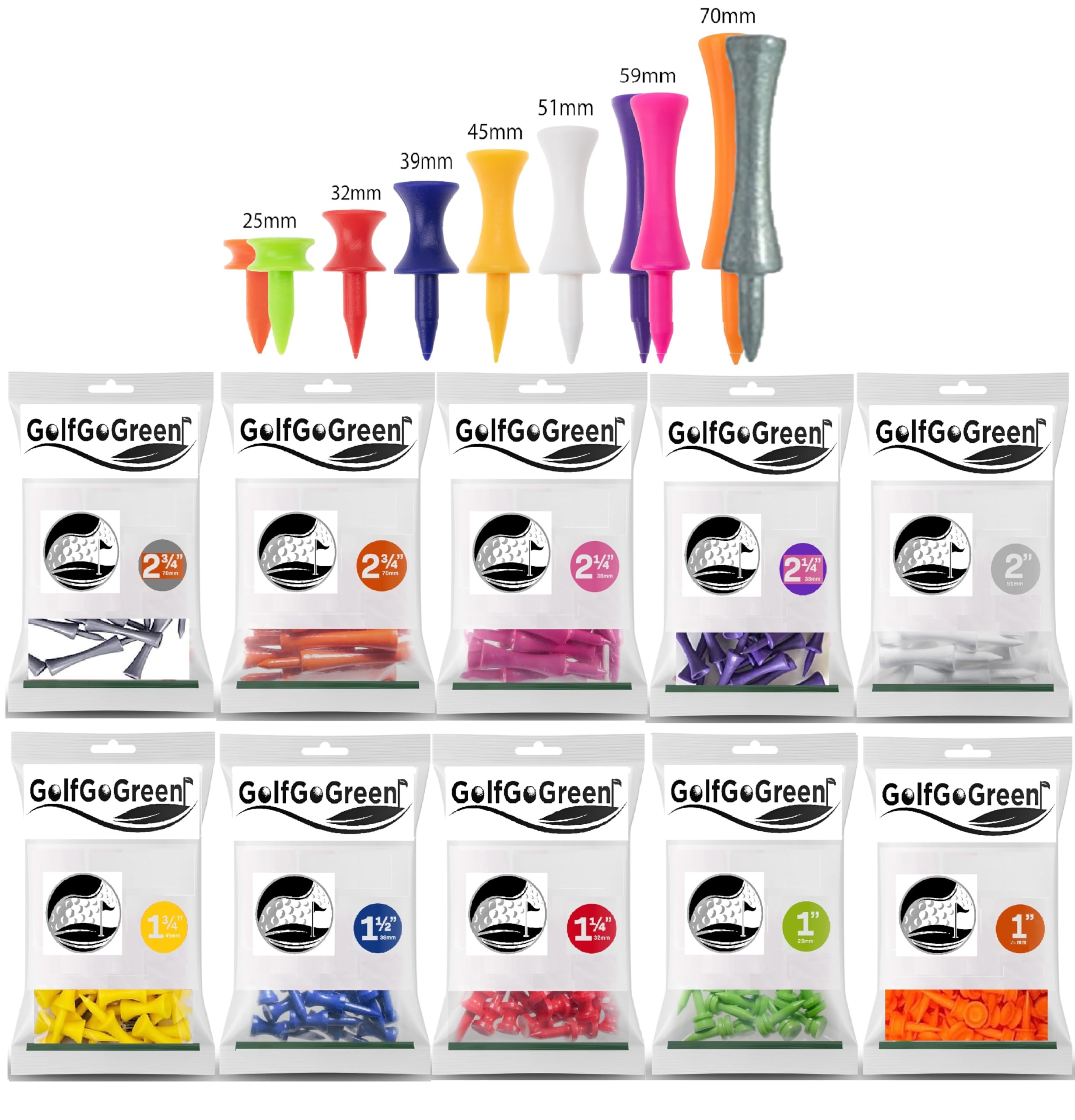 GolfGoGreenPlastic Castle Graduated Castle Golf Tees - BUY 2 OR MORE AND SAVE 10%