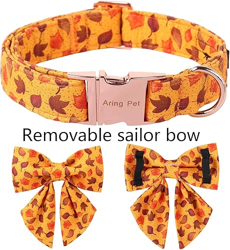Miniatura 10 de ARING PET Collar de perro de Halloween, lindo collar de calabaza rosa con corbatín marinero, collar de algodón con lámpara de calabaza de Halloween