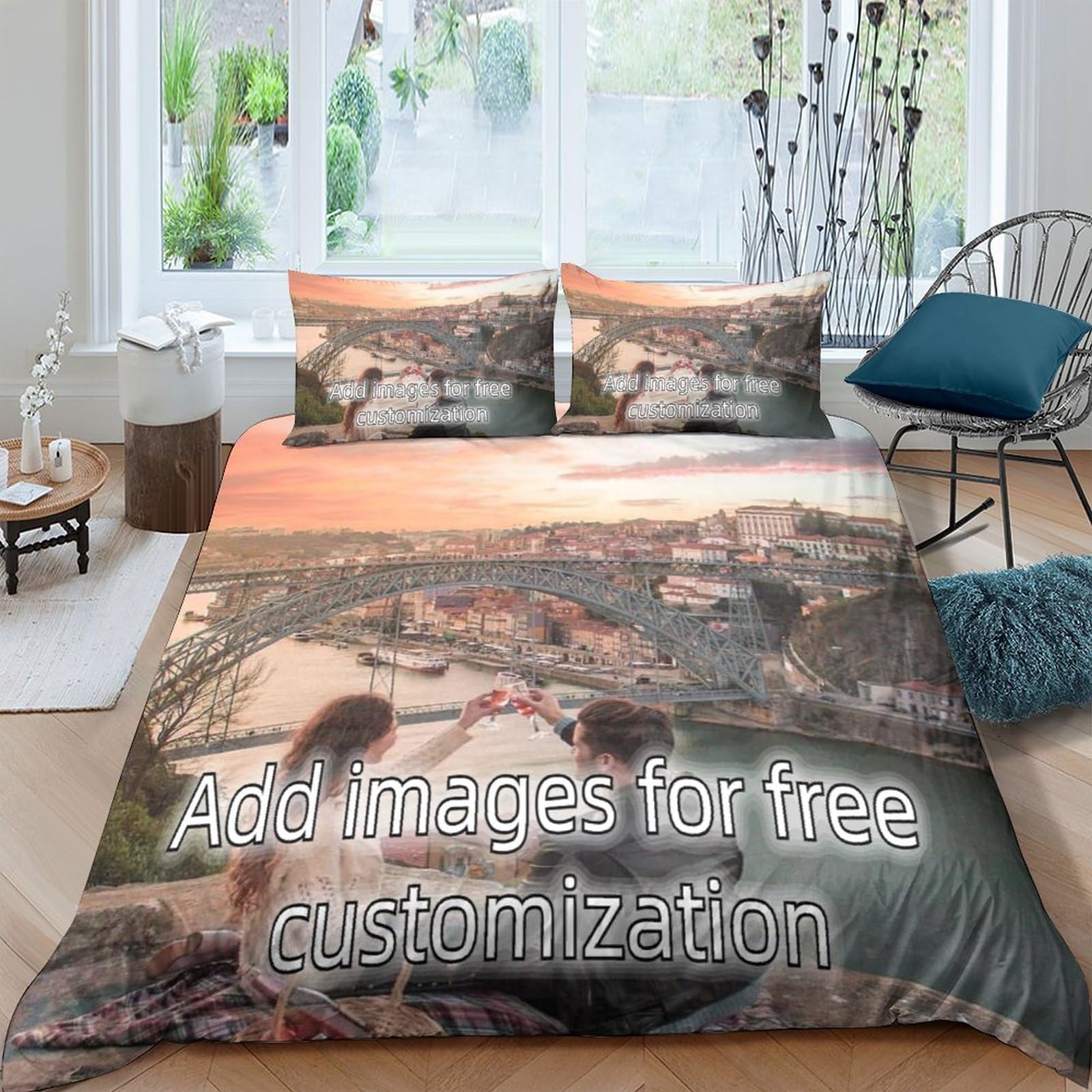 Housse de couette personnalisée photo 220x240 avec taie d'oreiller