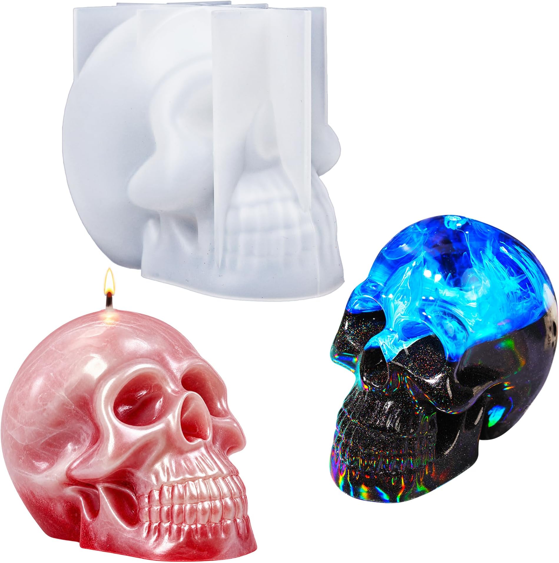 LET'S RESIN Silicone 3D Large Skull Shape Molds, Skeleton Skull Epoxy Resin Mold for Candle Making, Home Decor, Outdoor, Resin Casting Art Crafts