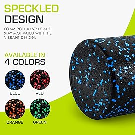 ProsourceFit High Density Foam Rollers 24 - inches long, Firm Full Body Athletic Massage Tool for Back Stretching, Yoga, Pilates, Post Workout Muscle Recuperation, Black/Blue
