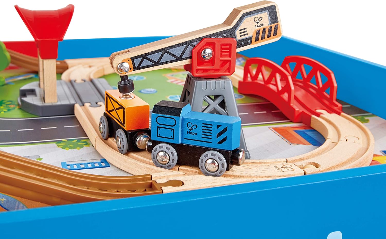 Hape Wooden Blue Foldable Ride-on Train Table