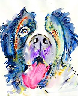 St Bernard Art Print Nursery Decor, Dog Lover Gift for Her Him, Expressive Wacky Dog Owner Picture Choice of size 8x10, A4 A3 Wall Art Decor Signed by Oscar Jetson