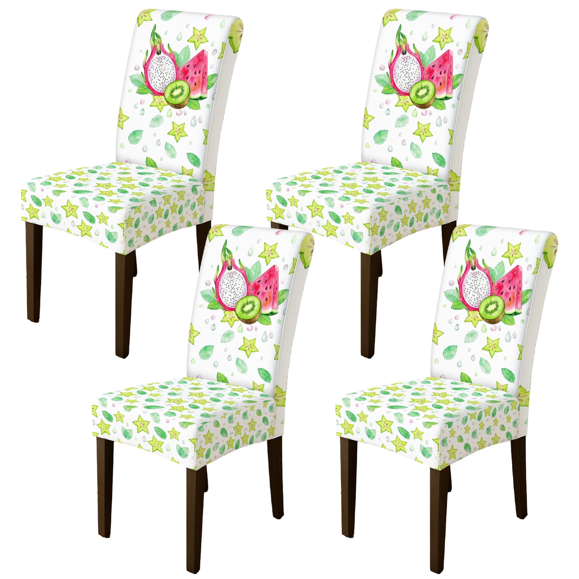 Housse de chaise protège siège extensible contre les taches motif fruit du dragon pour l'été