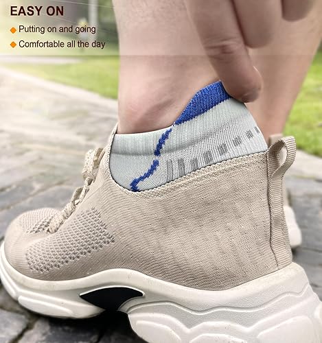 Miniatura 7 de KEMISANT Calcetines de correr para hombre, 6 pares, calcetines de compresión atléticos acolchados para hombre, soporte para caminar y arco