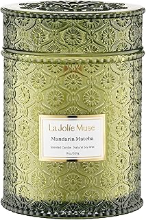 Mandarin Matcha Candle - Bergamot, Matcha, Cedarwood | 19 oz Large Wooden Wick Candles | Natural Soy Wax | 90 Hours Clean Burn | Fresh Citrus Candle | Gift-Ready for Hosts
