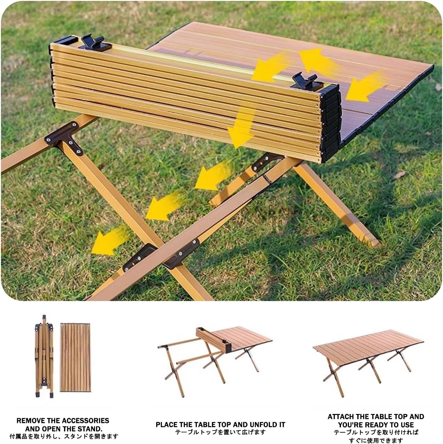 Collapsible Picnic Side Table & Chairs，Folding Picnic Table and Bench Set，Easy to Install, Perfect for The Beach, Hiking, Fishing, Garden, BBQ, Concerts.(Black,90CM+4 Chairs)