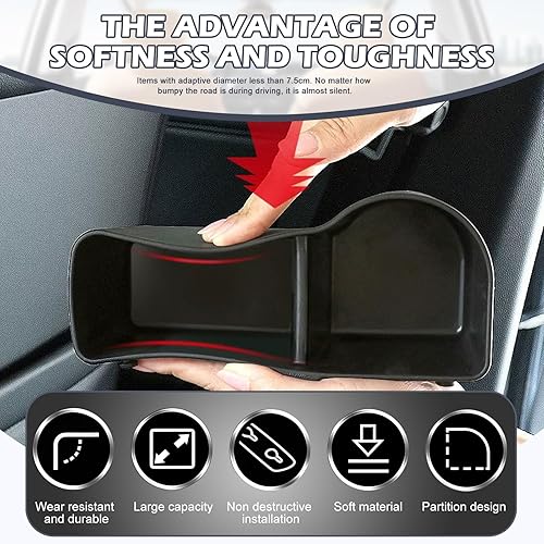 Miniatura 6 de Soporte de comida para asiento trasero de automóvil, soporte para reposacabezas negro, soporte para tazas doble, organizador de respaldo de asiento