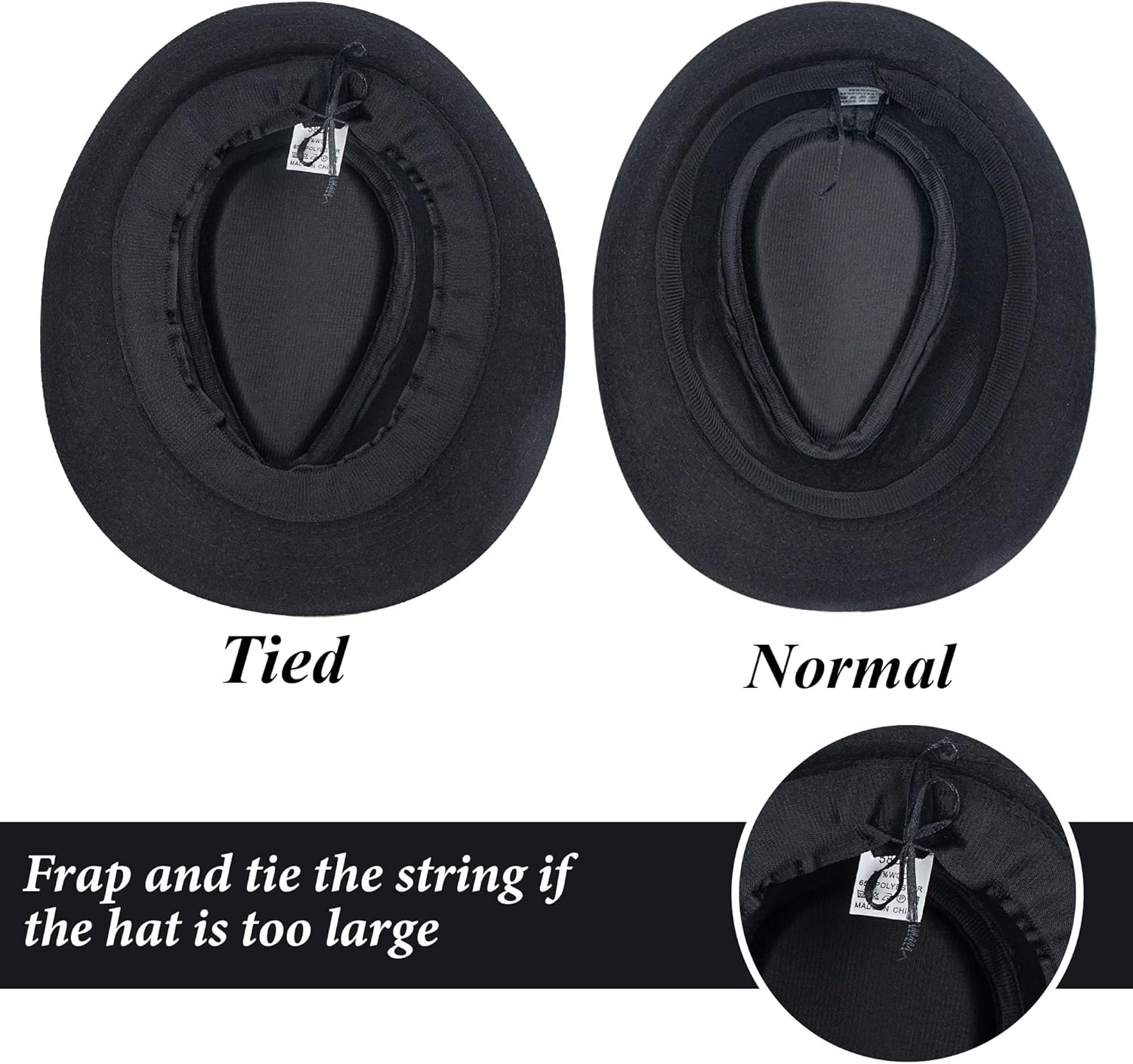 Womens Mens Classic Felt Trilby Hat Short Brim Fedora Hat Black Manhattan Gangster Jazz Hat for Unisex - Image 6