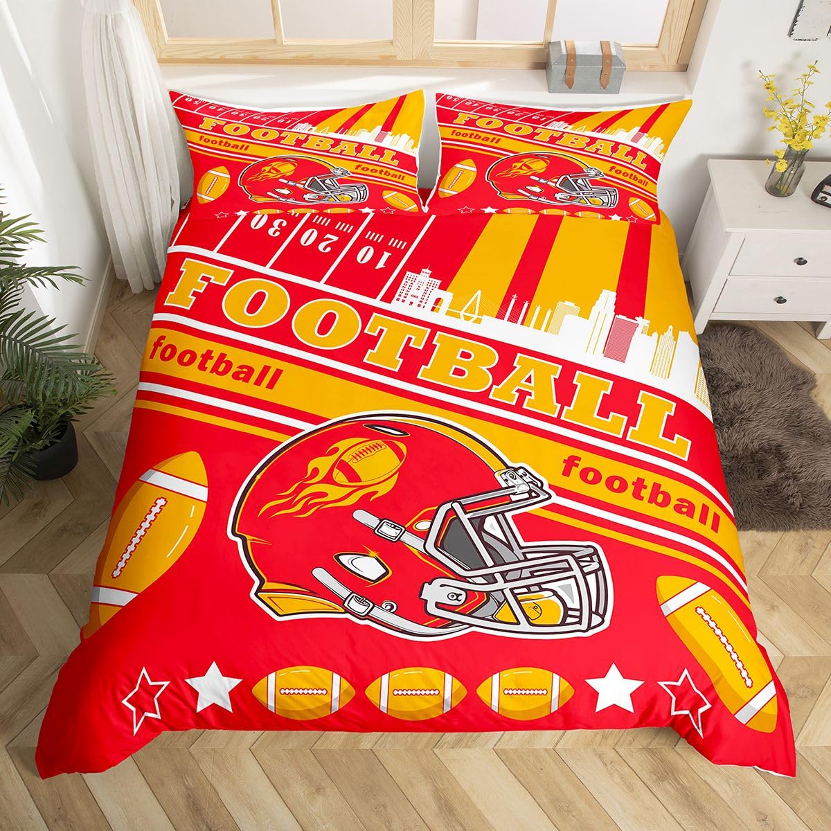 Cadeau américain parure de lit Kansas football pour jeune fan de sport