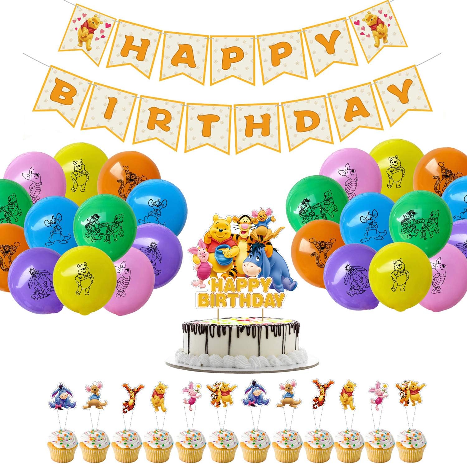 Amazon Com Winnie The Pooh Party Supplies For Kids Pooh Bear Theme Birthday Party Decorations Supplies Set Of 56 Toys Games