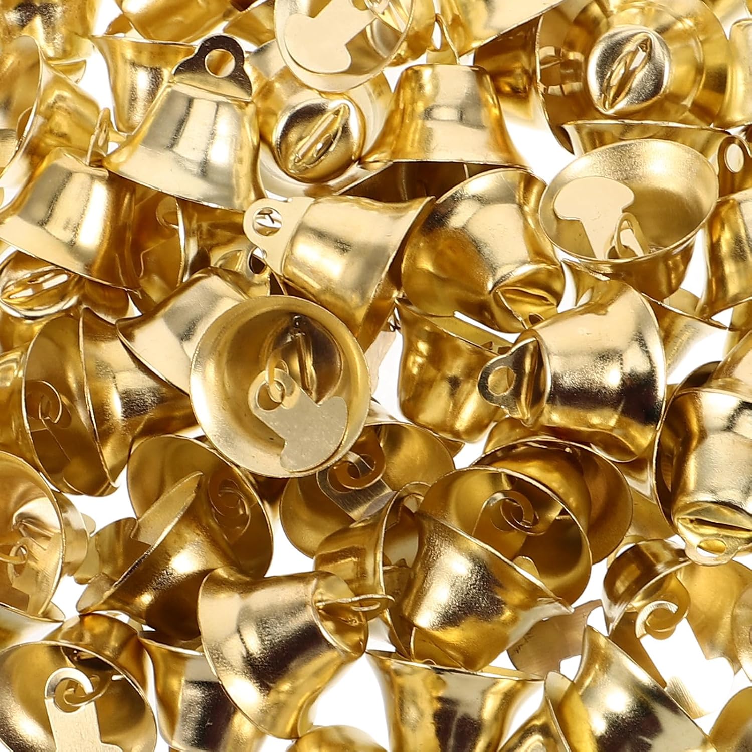 NUOBESTY 120pcs Gold Bells for Crafts Mini Christmas Jingle Bells DIY Xmas Tree Ornaments Hanging Pendant Wind Chimes Accessories 16mm