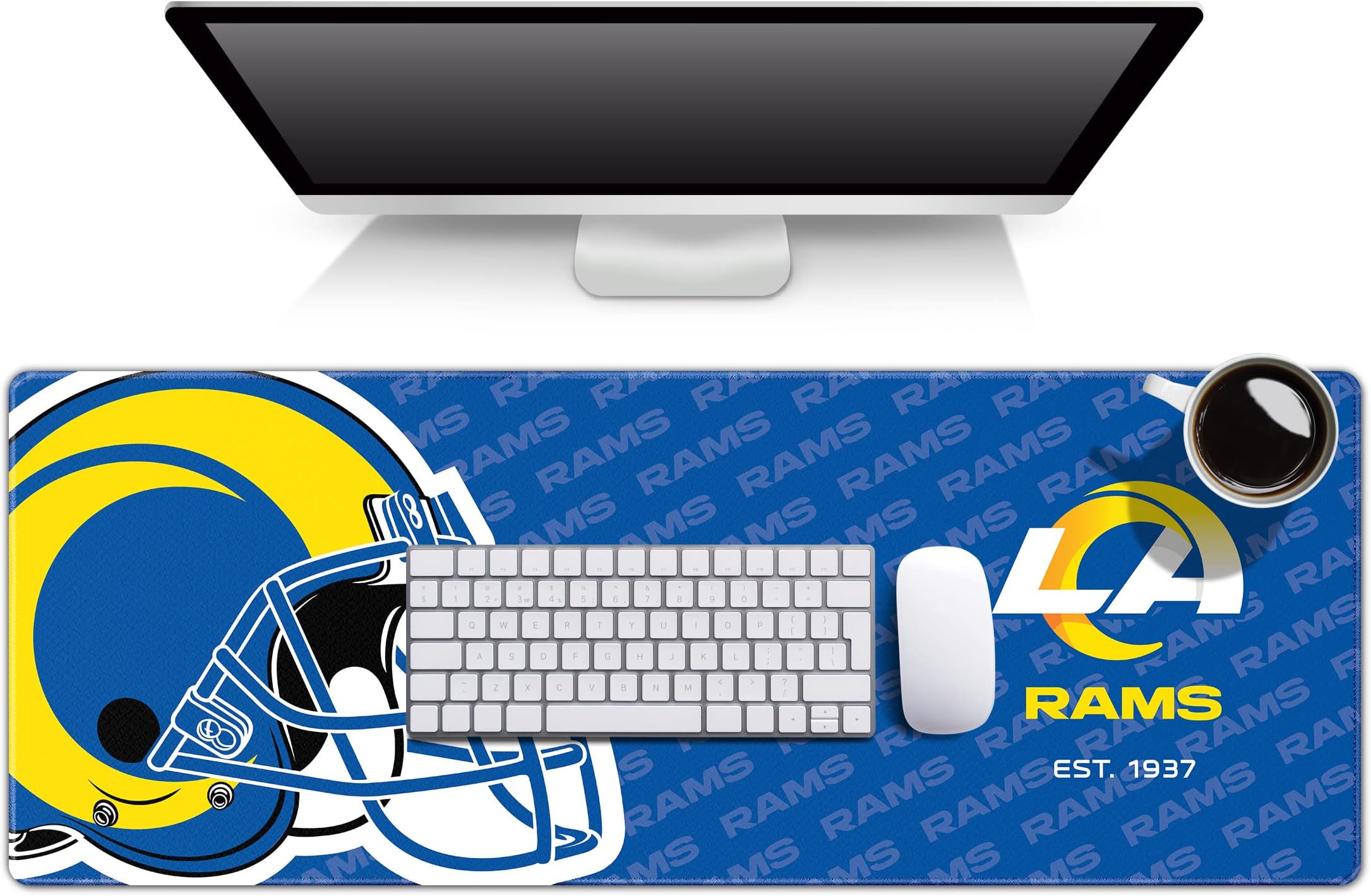 YouTheFan NFL Officially-Licensed Logo Series Desk Pad SMU - Water and Stain Resistant, Heavy-Duty Non-Slip Rubber Backing - fits Under Mouse, Computer and Keyboard