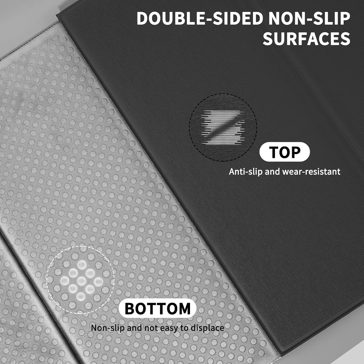 Foldable Yoga Mat Extra Thick & Large (74" x 31.5" x 0.32"), Double-Sided Non Slip & Lightweight Fitness Mat, 8mm Thick Wide Exercise Mats for Woman Man Kids, Portable Workout Mats for Travel, Studio or Home Use